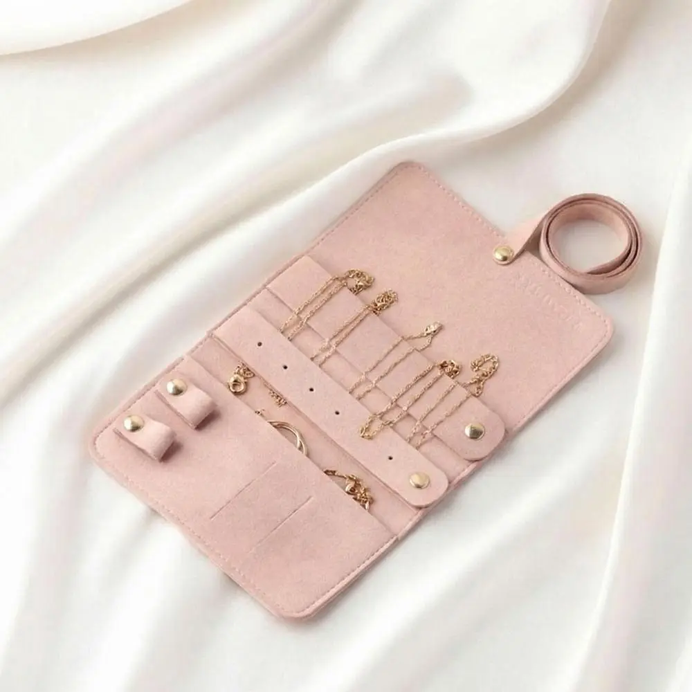 

Folding Design Jewelry Organizer Roll Up Style Handbag Organizer Jewelry Storage Bag Velvet Material Multi-compartment Storage