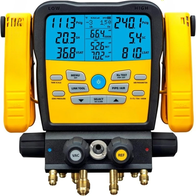 

SM482V Беспроводной 4-портовый коллектор хладагента SMAN с вакууметром — цифровые датчики кондиционера/хладагента для