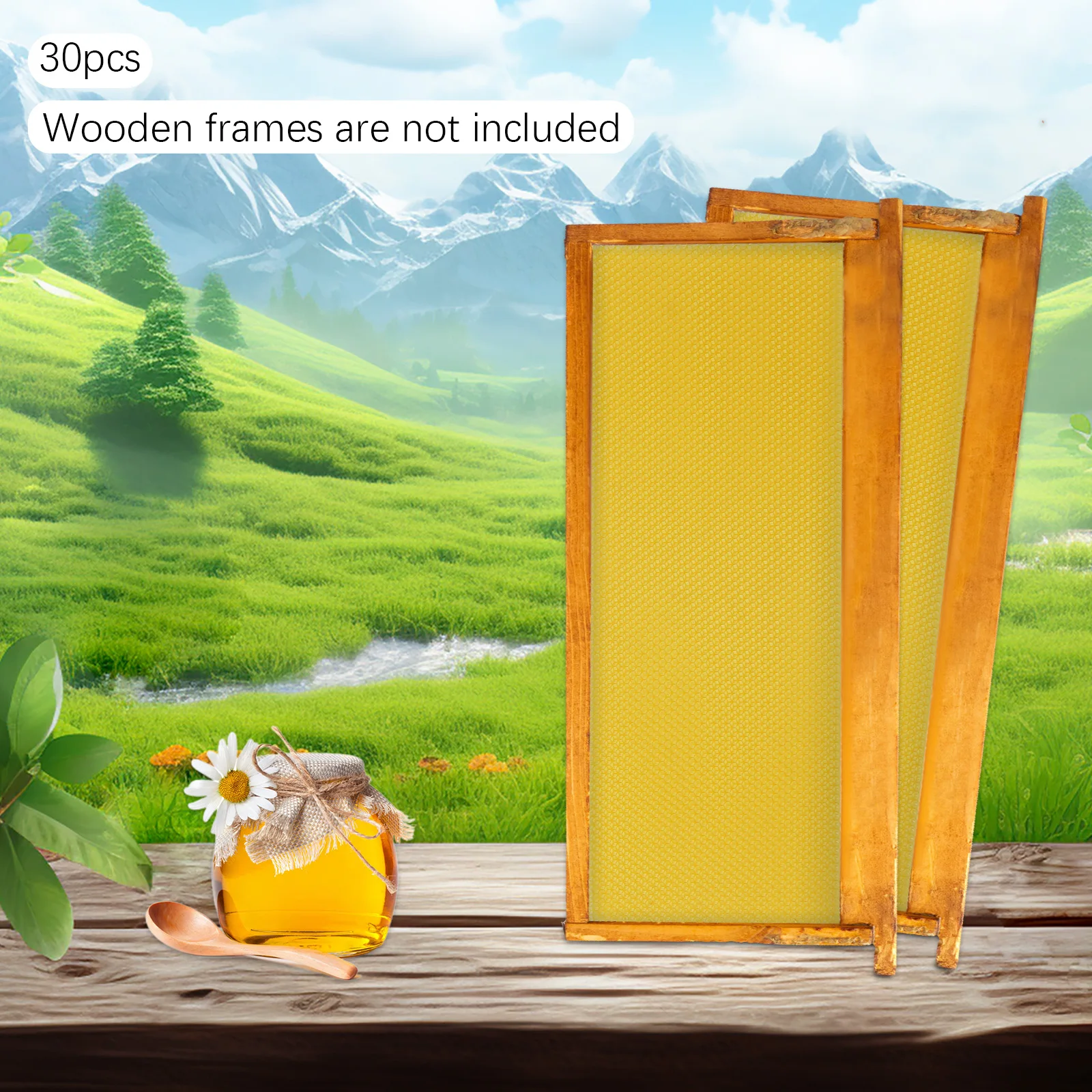 30-Pack Beeswax Foundation Sheets Natural Beeswax Hive Foundations Beekeeper's Starter Kit 7.68x16.34