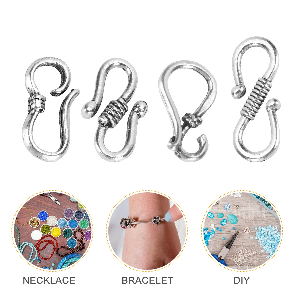 

40Pcs Hand Chain Connector Tibetan Silver Alloy S Hook Clasps Vintage Style Jewelry Making Findings Bracelet Necklace