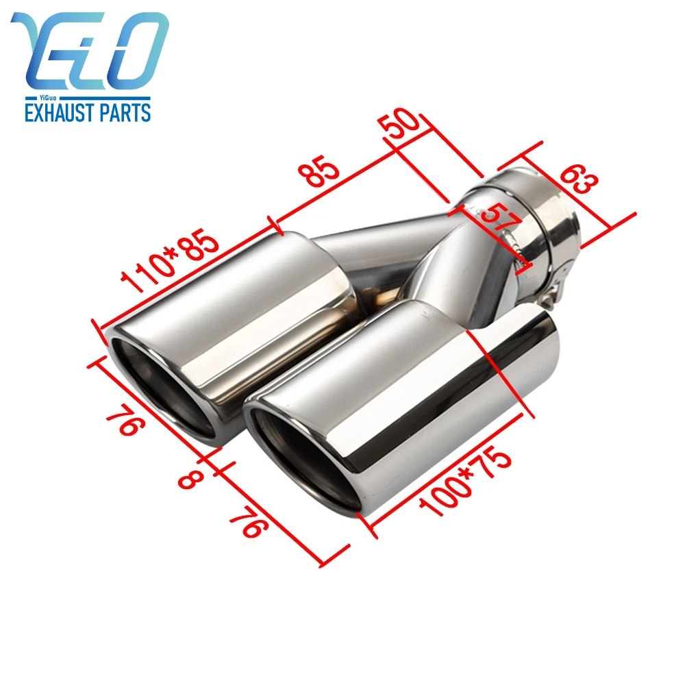 

1 PCS Exhaust Tip Car modify Double Outlet Exhaust Pipe Stainless skew Automobile Exhaust Tailpipe Muffler