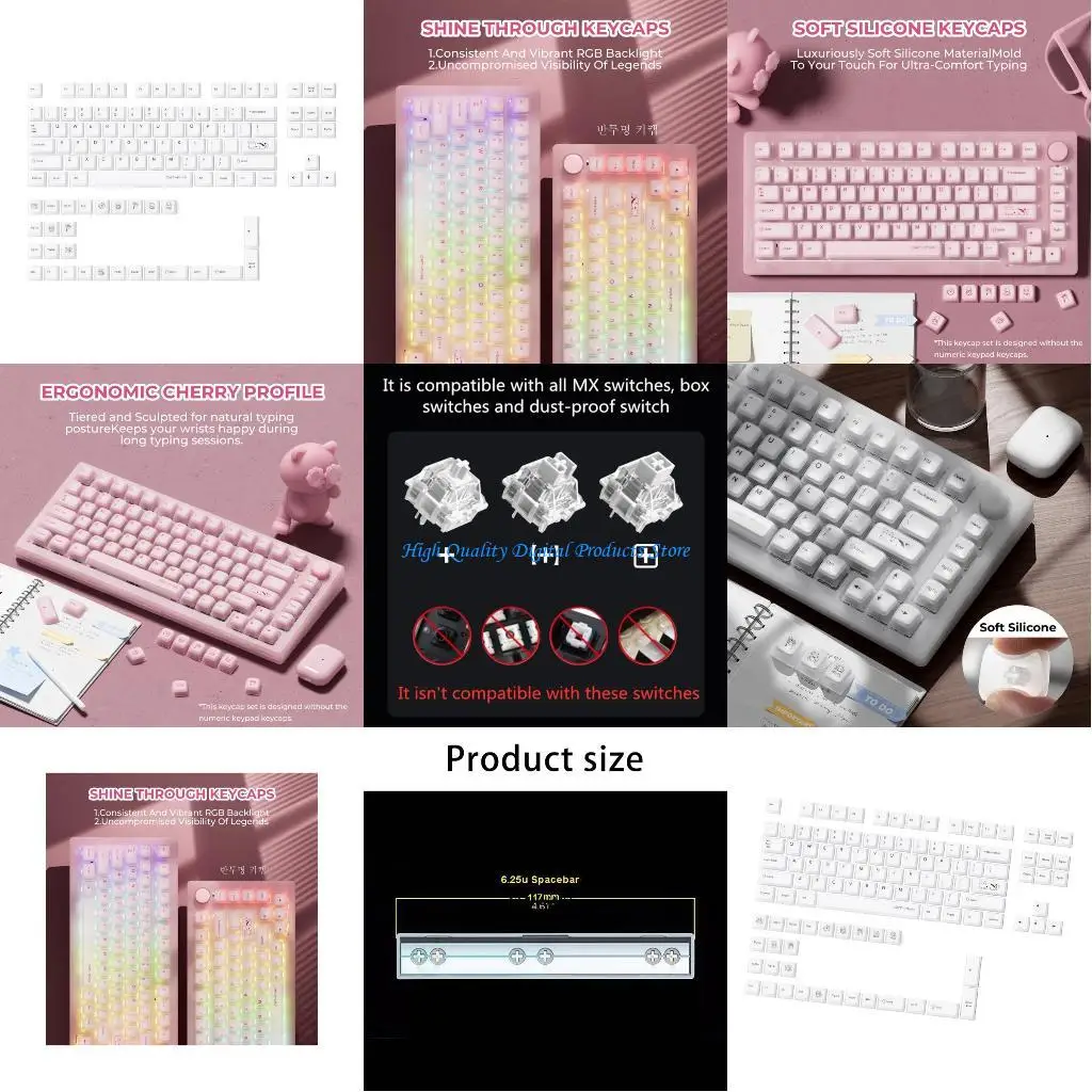 

U2JE 113 клавиш с желеобразной подсветкой, удобная сублимационная отделка, плавный набор текста для механических клавиатур