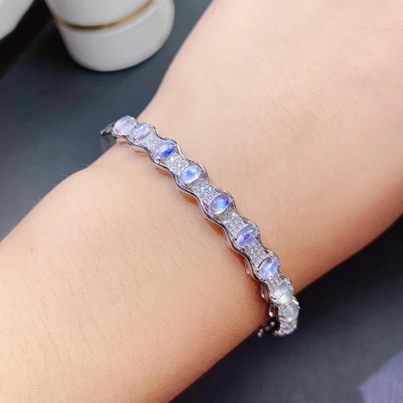 

Natural Moon Stone Bracelet for women silver 925 jewelry luxury gem stones 18k gold plated free shiping items