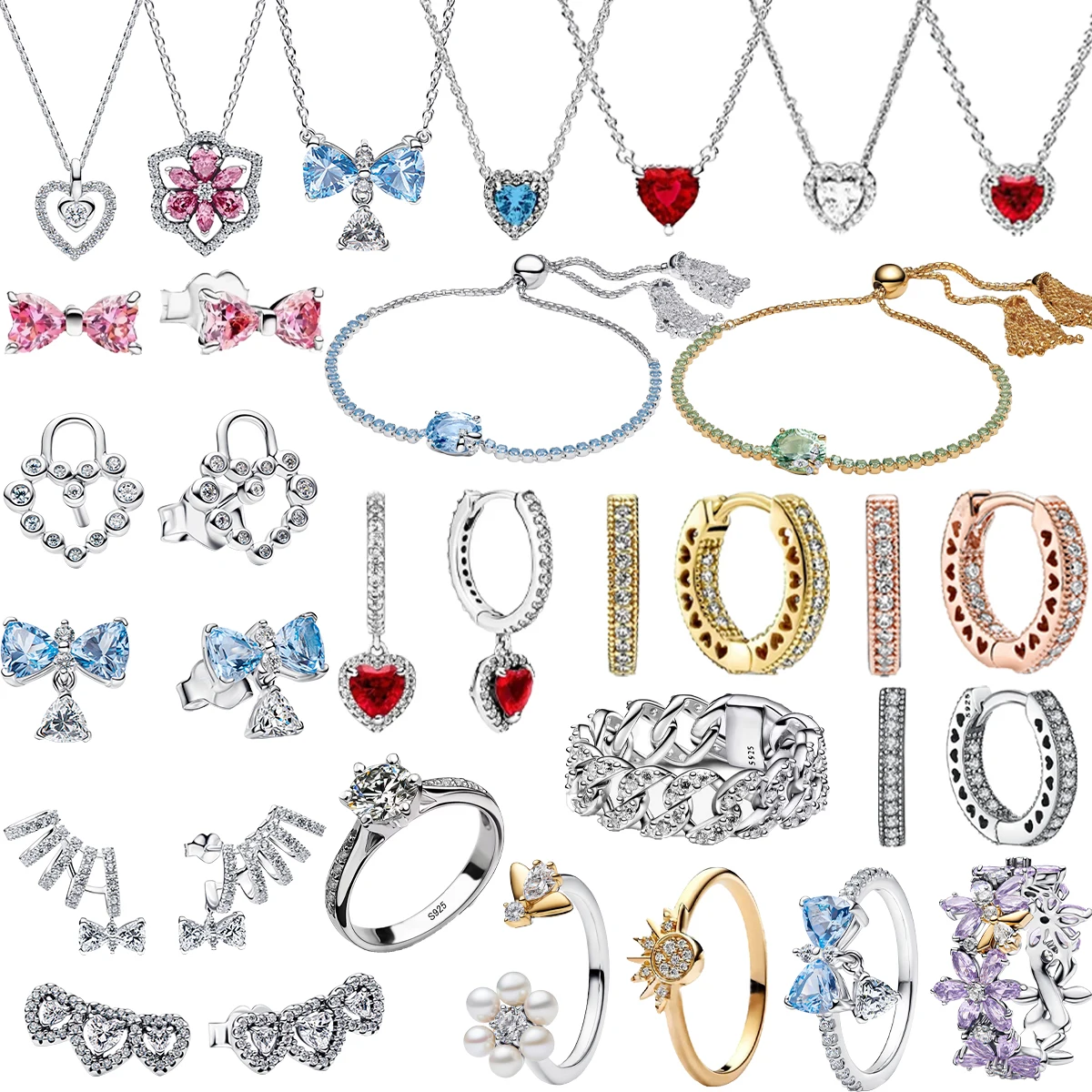 Special Offer 925 Sterling Silver Heart Flower Ear Stud Ring Pendant Bead Fit DIY Women's Bracelets Necklaces Jewelry Gifts