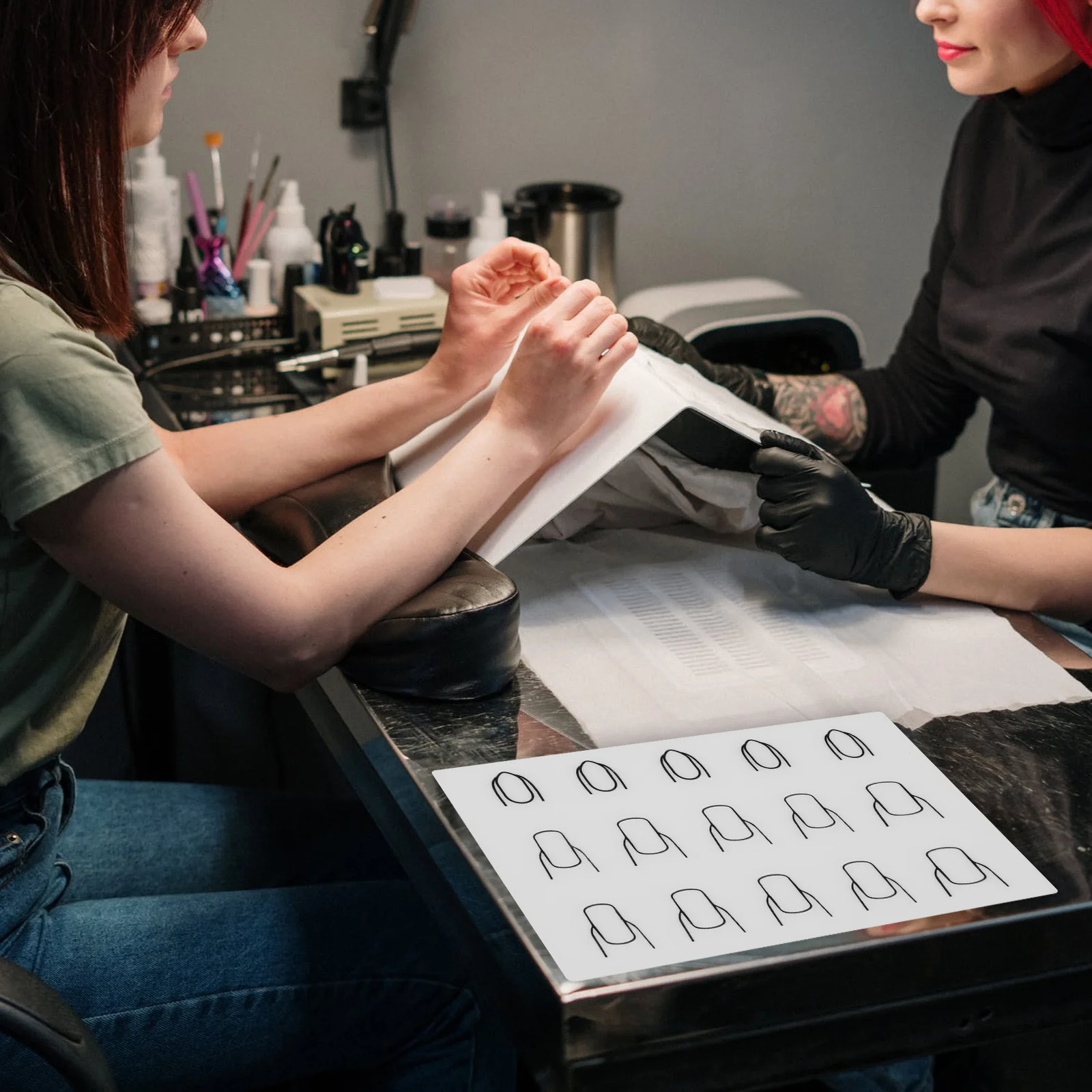 2-częściowe narzędzia do manicure z nadrukiem Podkładka do koloryzacji paznokci Żelowy lakier Przezroczysta mata do stemplowania paznokci do materiału w salonie krzemionkowym