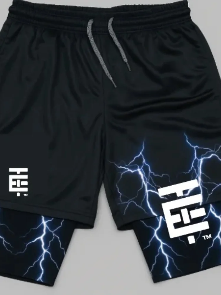 

Men's 2 in 1 Running Shorts Male Workout Anime Shorts Training Yoga Gym Sportswear Pants Sport Short Pants with Pockets