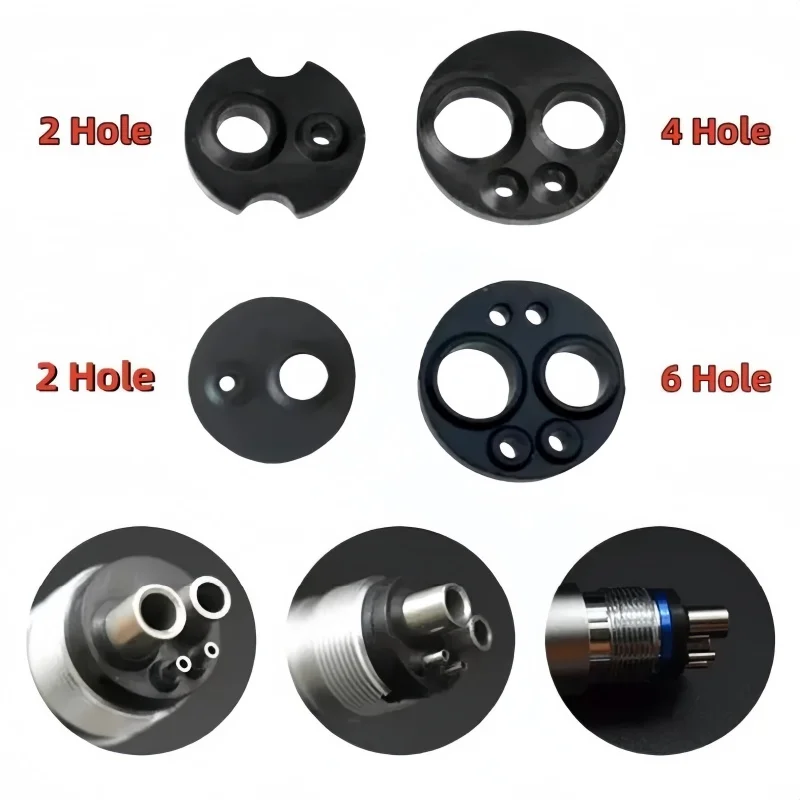 

10PCS Dental Handpiece Fitting Tail Pad 2/4/6 Hole High Speed and Low Speed Handpiece Rubber Sealing Ring Rubber Mat Tool