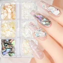 1 Box Natural Nails Shell Fragments Flakes Glitter 3D Nail Art Decoration Charm Rhinestone Manicure Pearl Shell Stone Slice
