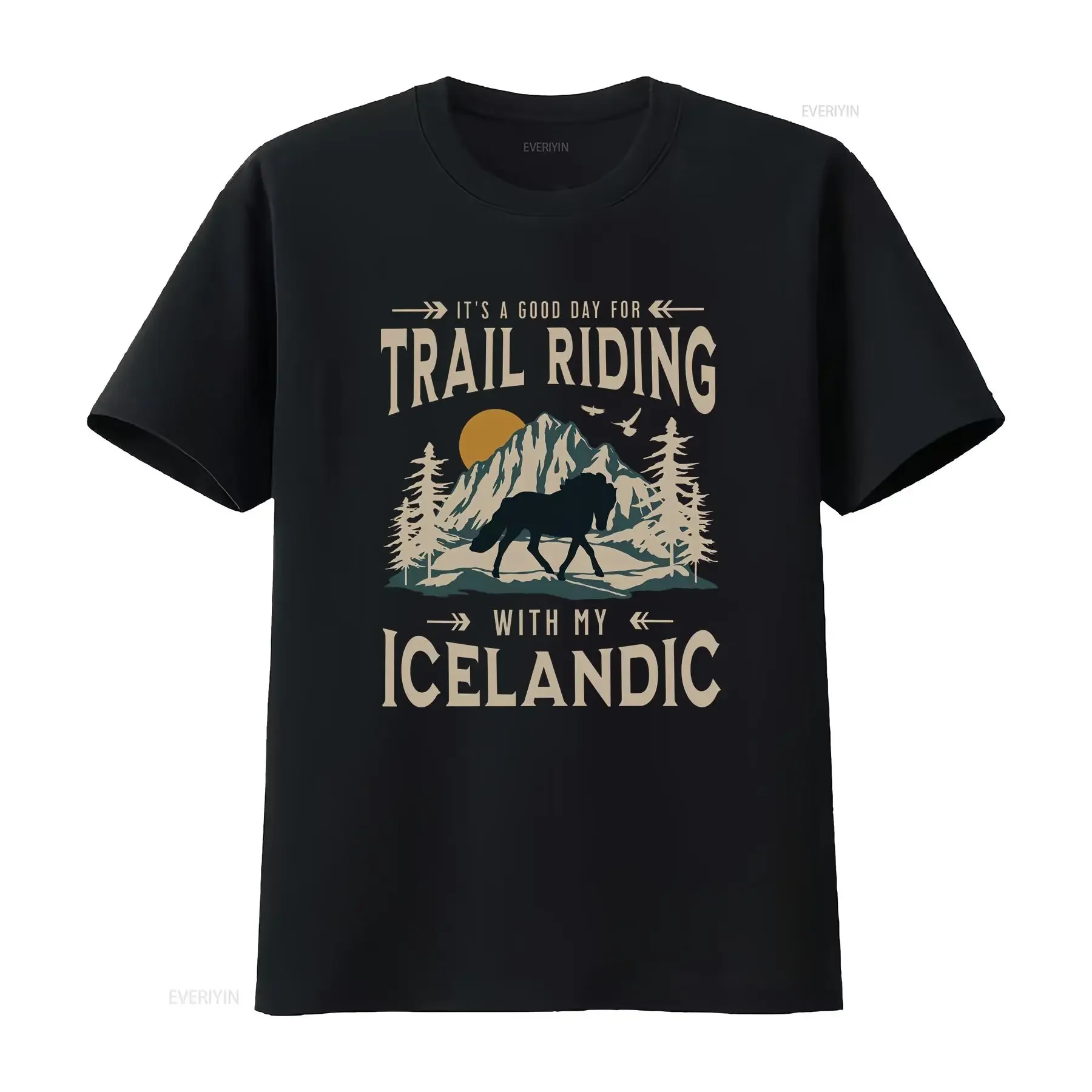 Icelandic Horse Trail Riding T Shirt For Lover Her Western Pleasure Horseback vintage Washed Slightly Breathable Casual graphic