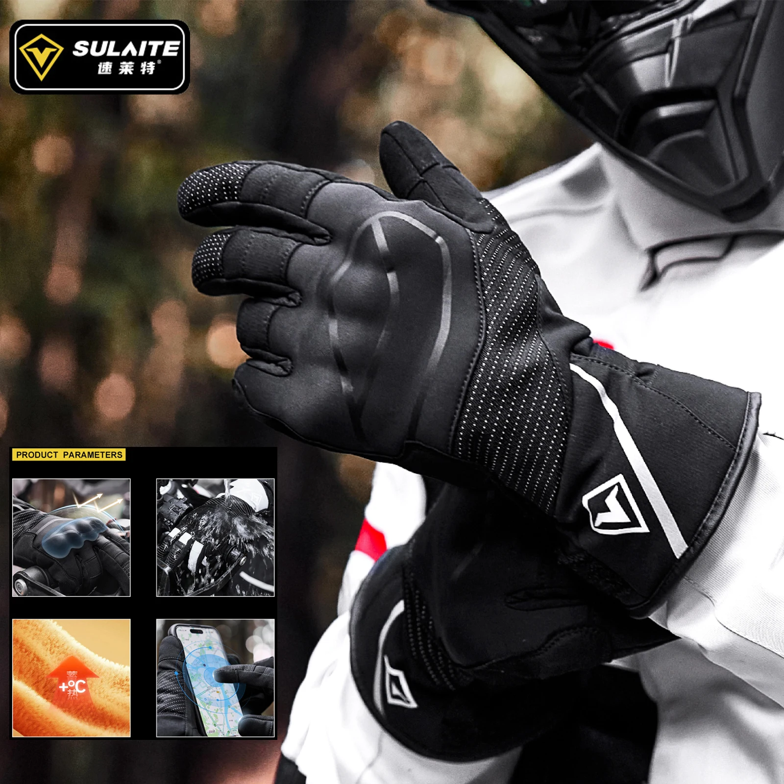 

Waterproof Windproof Motorcycle Gloves Warm Gloves Impact Resistant Motorbike Gloves Touch Screen Thermal Riding Gauntlet Winter