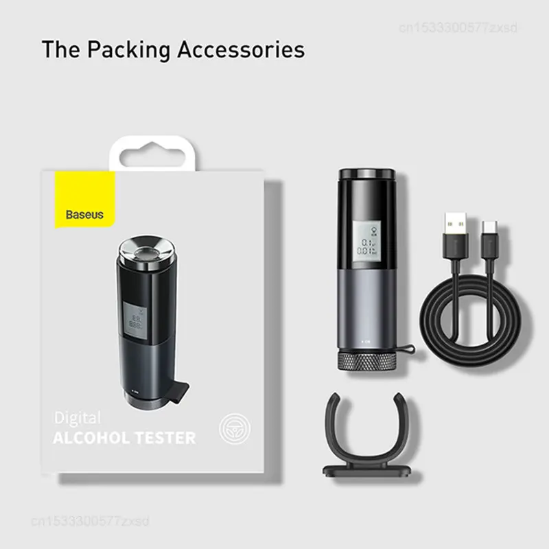 يوبين Baseus التلقائي اختبار الكحول الكحول قابلة للشحن شاشة LED عرض عدم الاتصال الكوهوتور التنفس اختبار الكحول