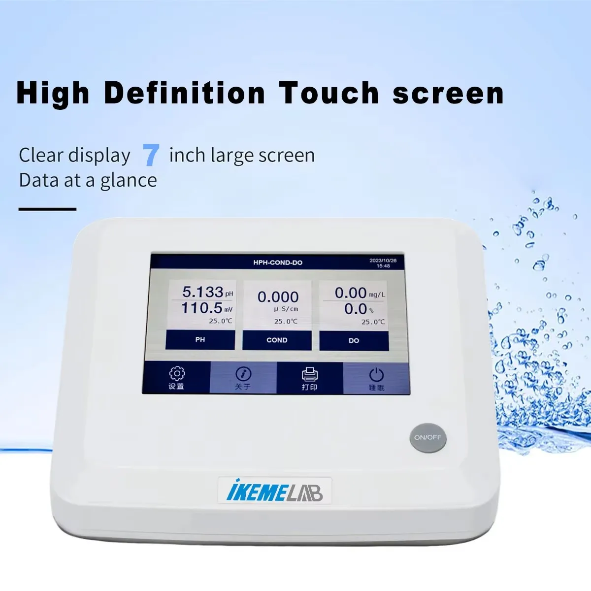 IKEME Multifunctional Water Quality Analyzer EC/DO/PC/CD/PD/PCD Desktop PH Meter Dissolved Oxygen Meter Conductivity Meter Hot