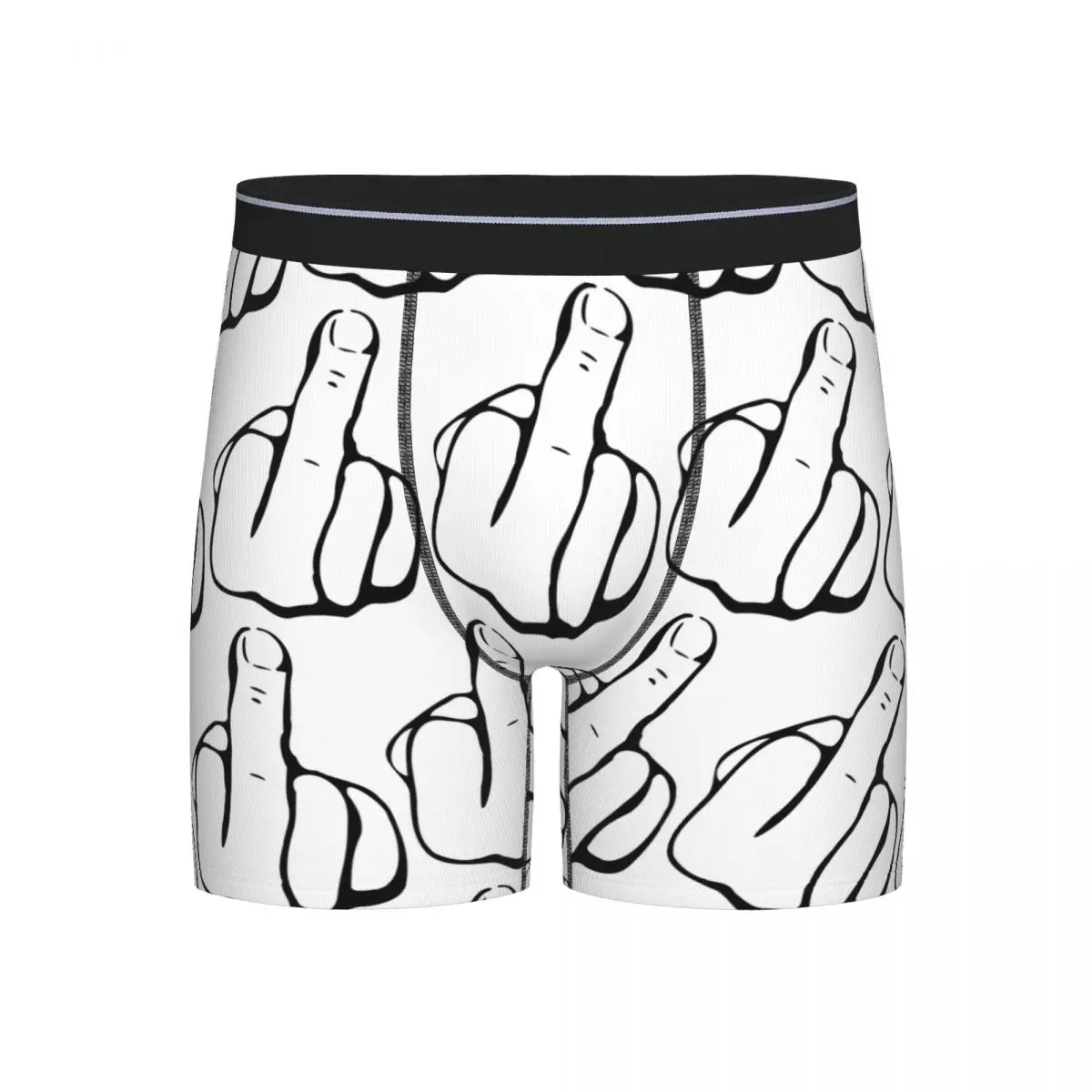 

Long Boxer Underpants Shorts Hand Gesture Design Middle Finger Shows Middle Fingers Panties Men's Ventilate Underwear Boyfriend