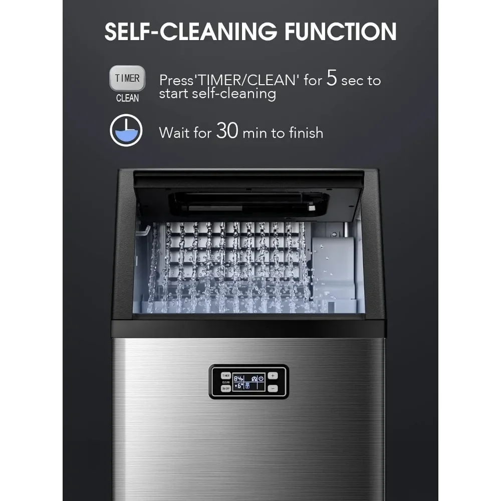 V2.0 Commercial Ice Maker, Large Ice Maker Self Cleaning,100 lbs,2-Way Add Water, for School,Home,Bar,RV