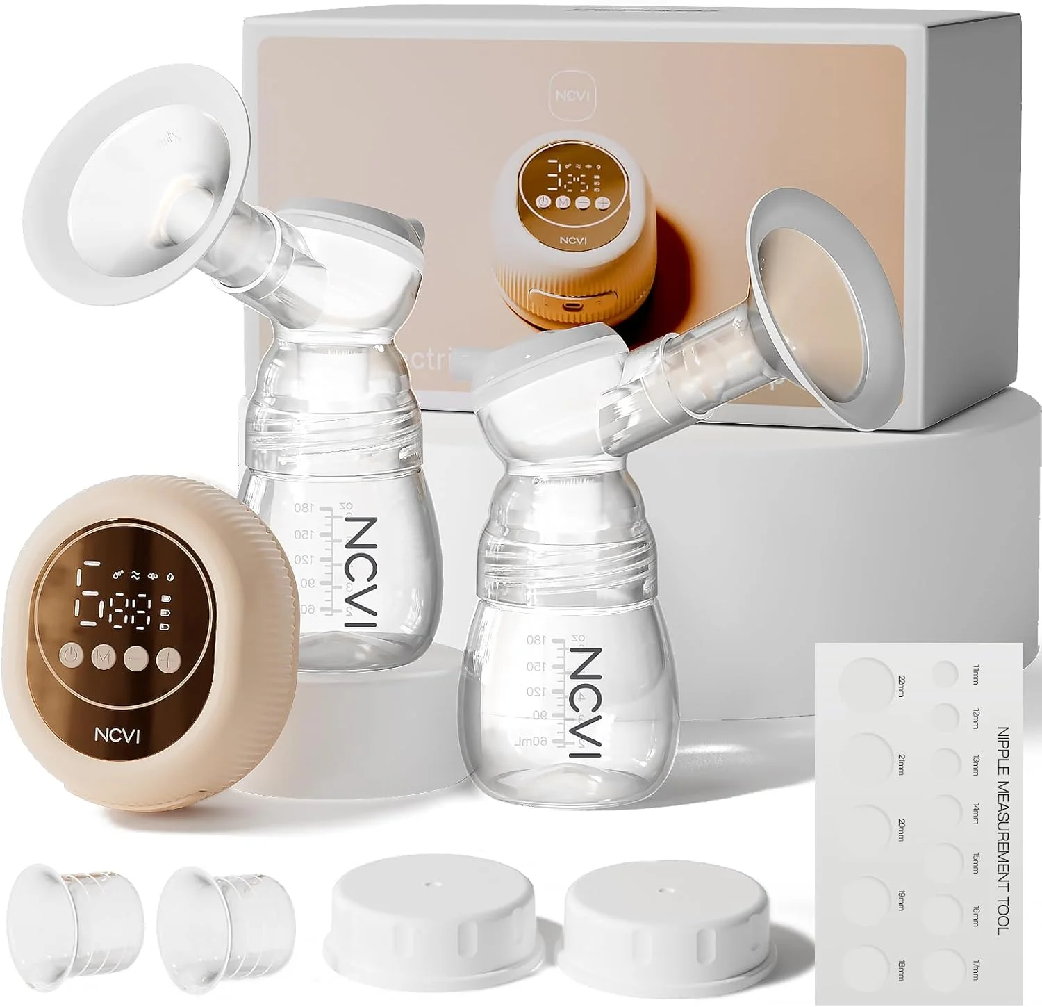 NCVI Double Electric Breast Mlik Pump,4 Modes 9 Levels,21/24mm Flanges Parts,Low Noise,