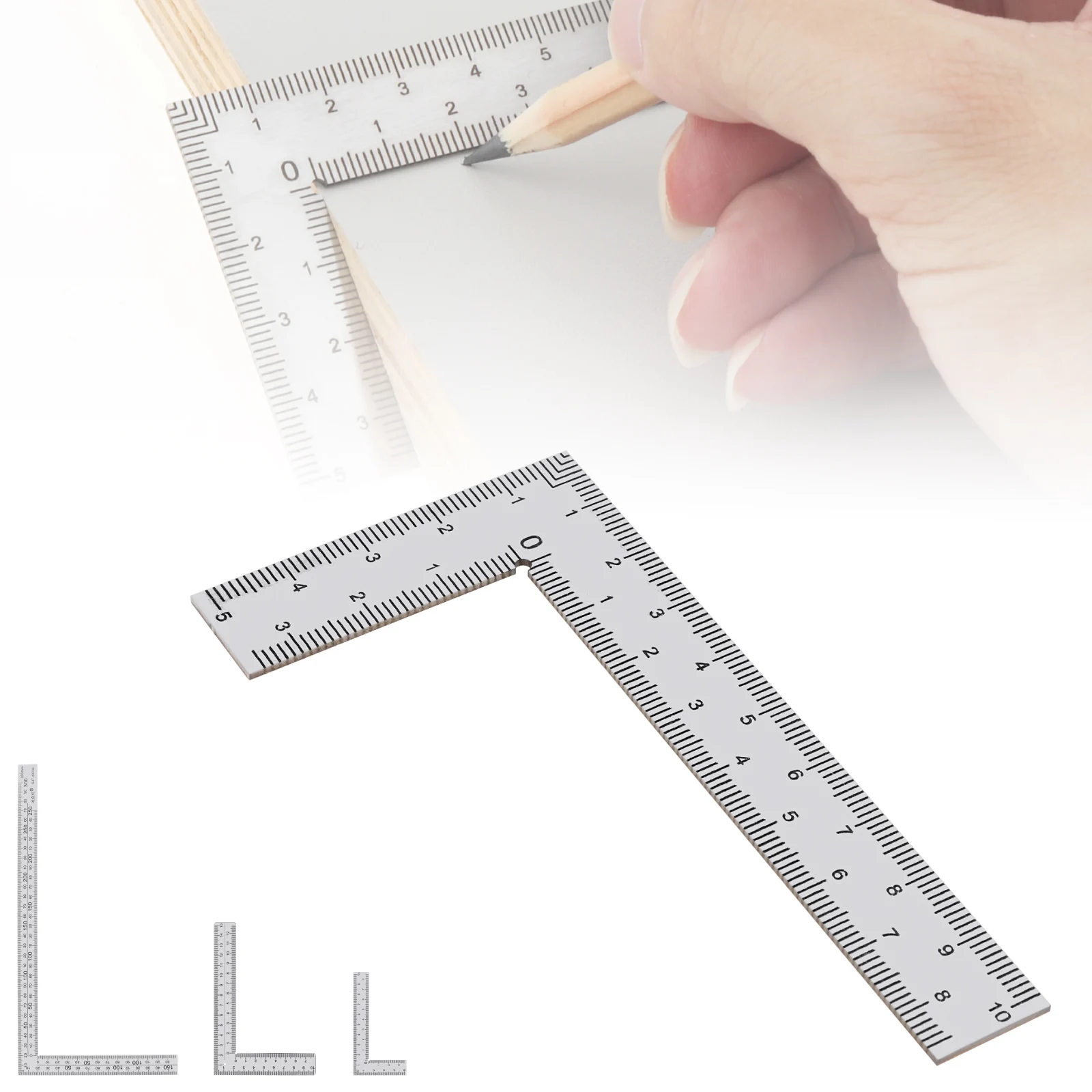 

Stainless Steel Square Right Angle Ruler 1.2 mm Double Metric Scale L-Shaped Framing Woodworking 90 Degree Metal Measure Tool