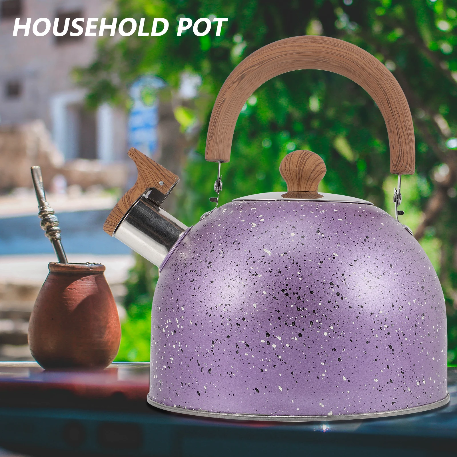

Stainless Steel Whistling Boiling Water Pot Heat Resistant Tea Kettle For Home Kitchen Gas Stove Induction Spherical