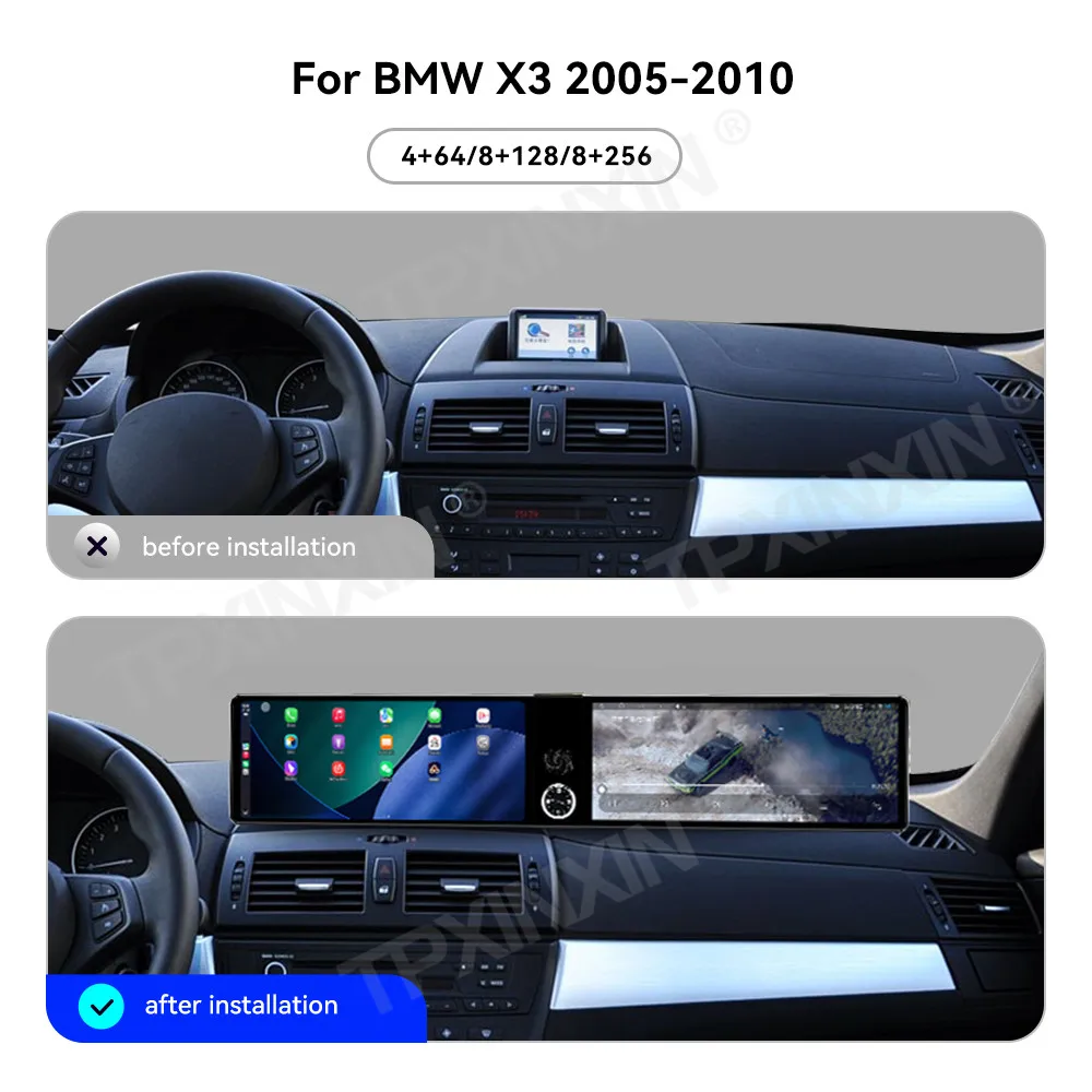 

24.6 Inch Android Auto Carplay Car Radio For BMW X3 2005-2010 Dual Screen GPS Navi Co-pilot Stereo Tape Recorder Head Unit