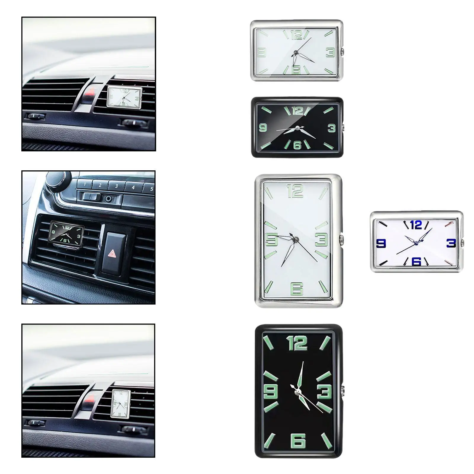 Luminous Clock Analog Glow in The Dark Clock Stick on Dashboard Car Clock