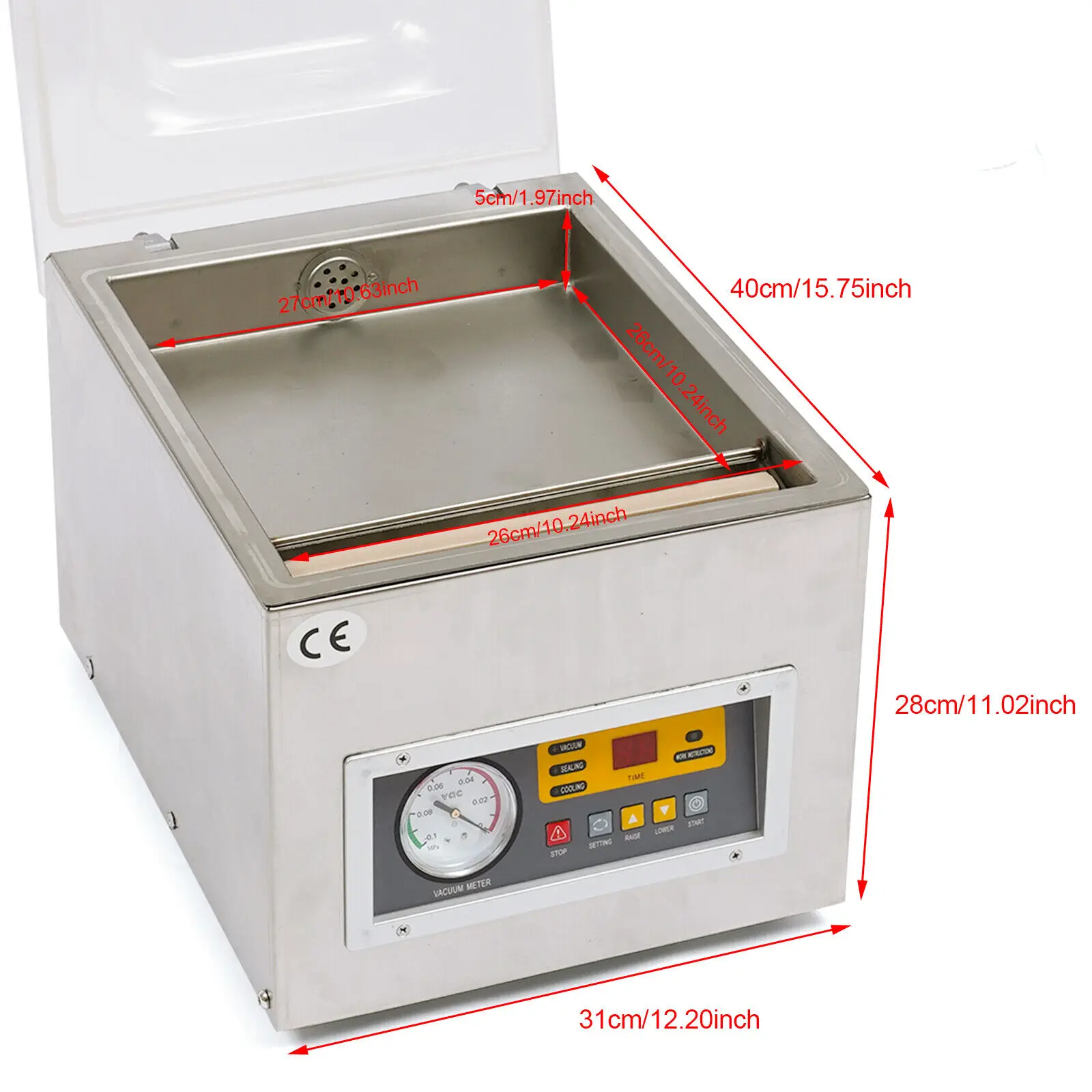 120W Table Top Commercial Vacuum Sealing Machine Packing Sealer Chamber DZ-260S Digital Packing Sealing Machine Desktop