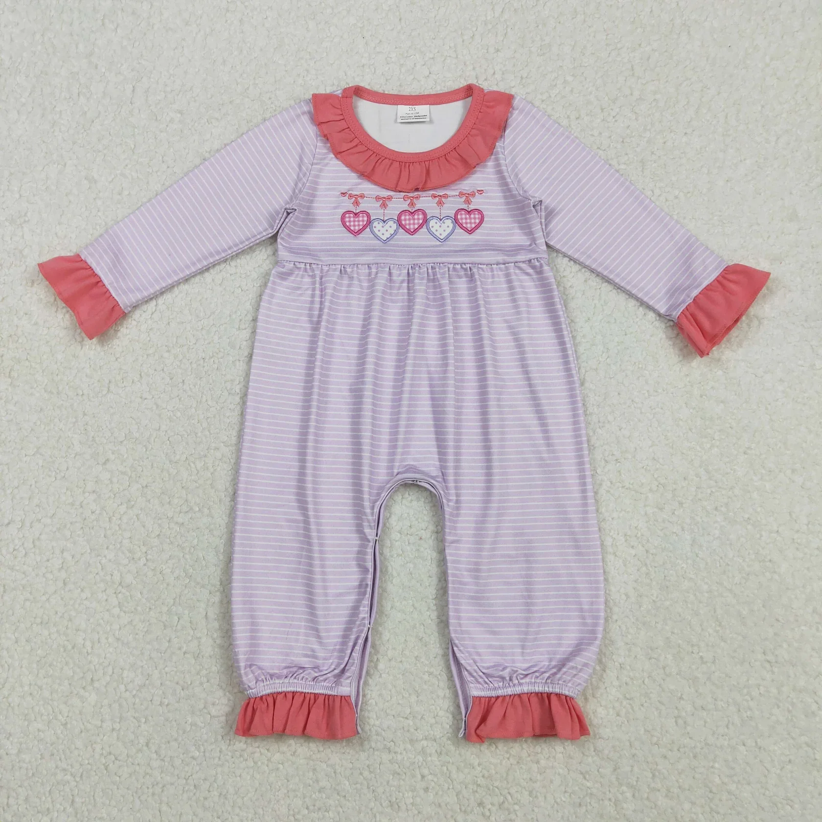 

Wholesale Children Long Sleeves Valentines Valentine Hearts Stripes Romper Baby Girl Sleepwear Kids Toddler Newborn Bodysuit