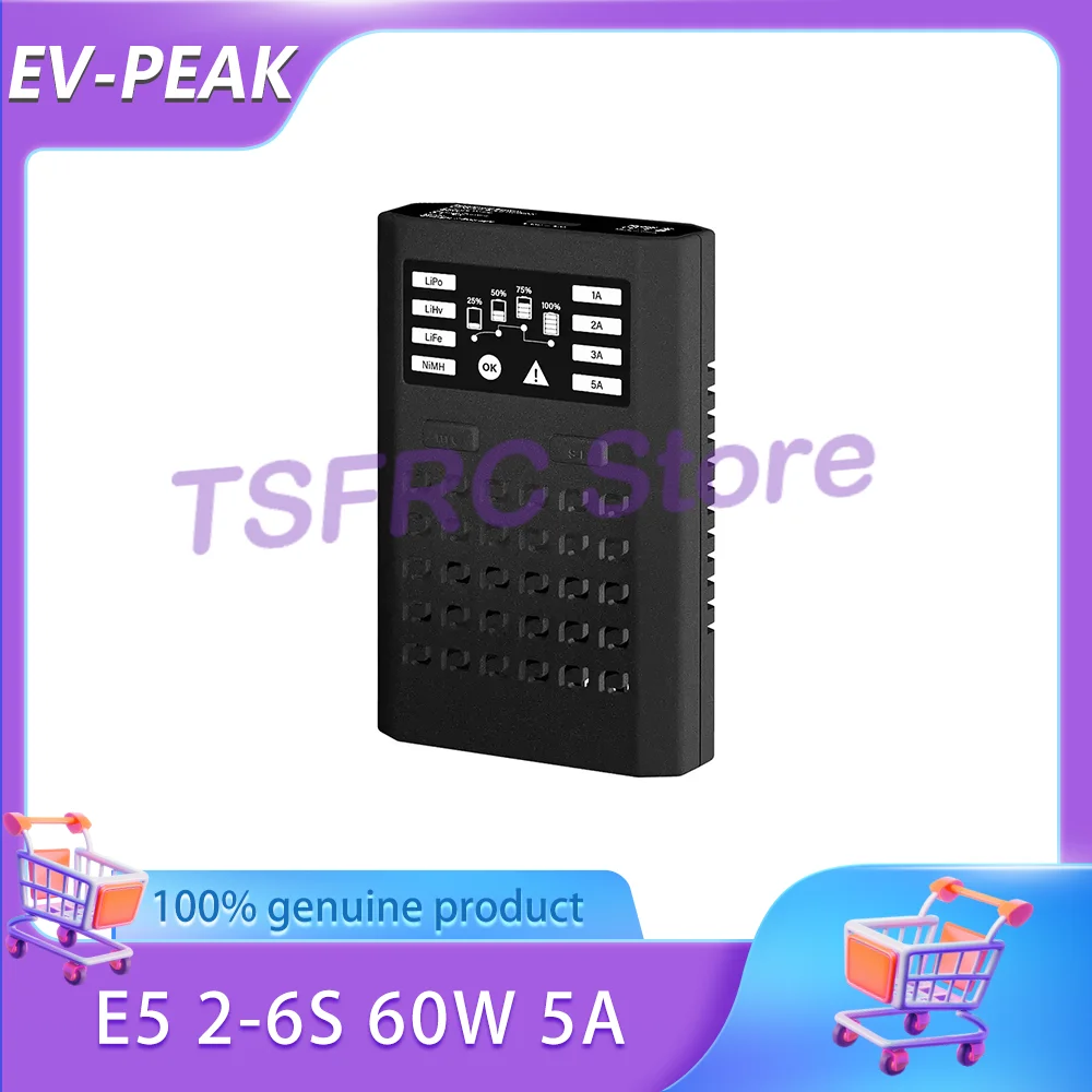 

EV-PEAK E5 first PD QC fast charging input model aircraft balanced charger 2-6S 60W 5A