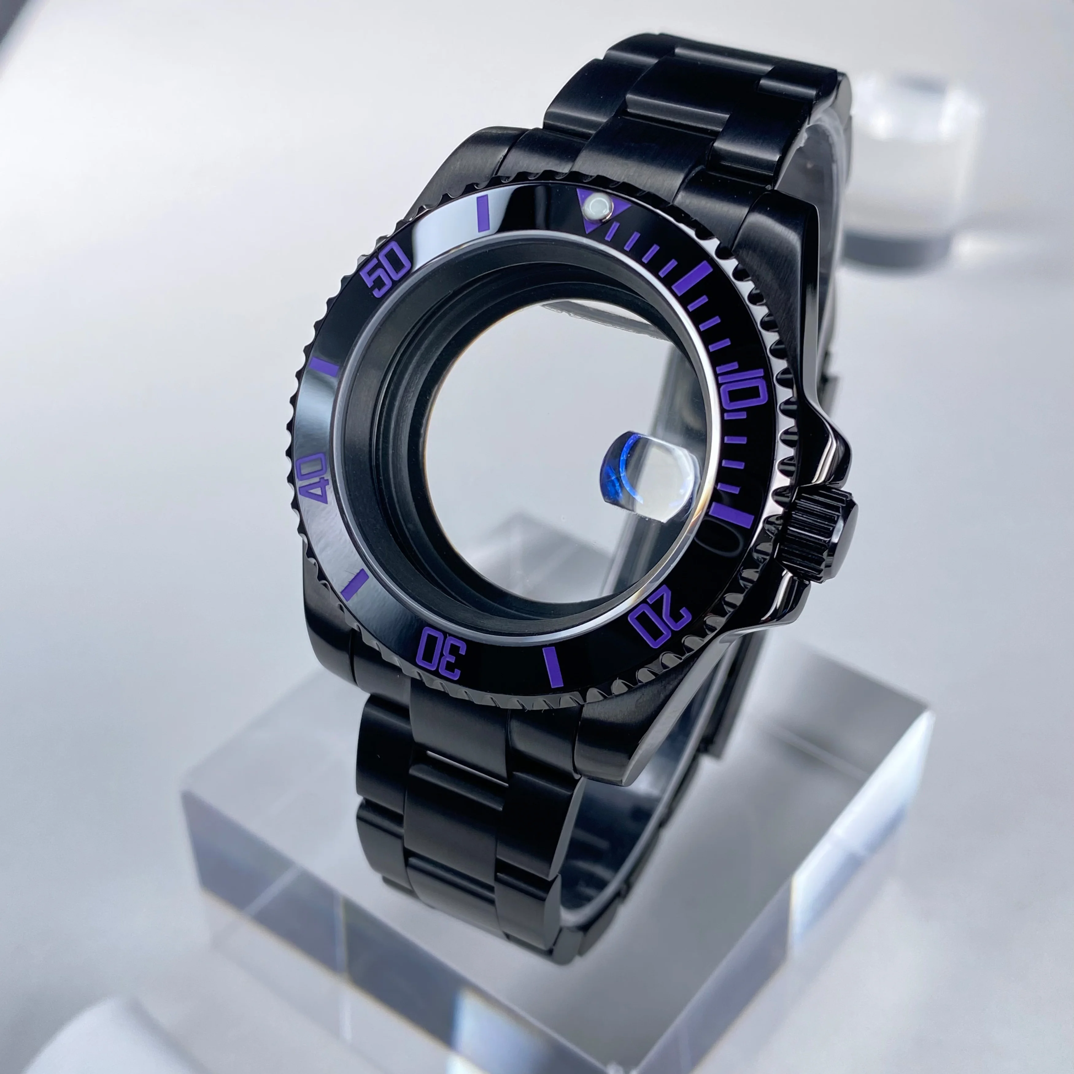 NH35 watch case GMT/SUB 40mm Black High Quality Stainless Steel Sapphire Glass fit NH34/35/36 movement 28.5mm Dial watch case