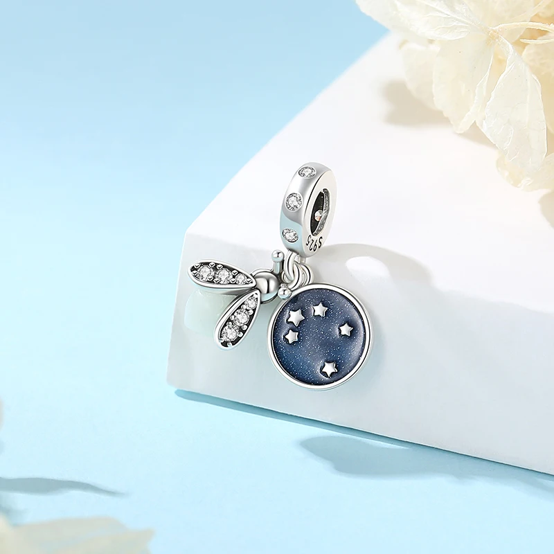 New 2024 Original 925 Sterling Silver Charms Fit Brand Bracelets Necklaces Star Firefly Pave CZ Beads Women DIY Jewelry Gift