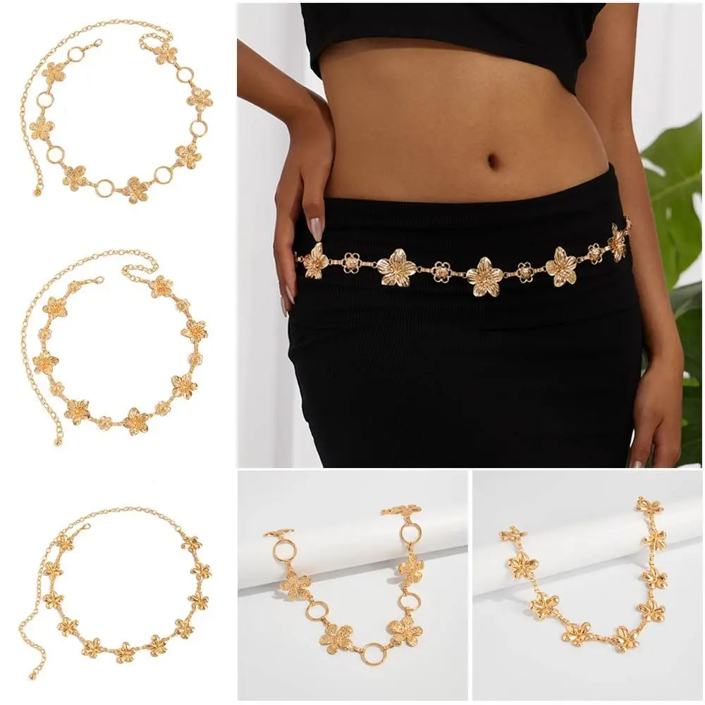 

New Alloy Flower Waist Chain Irregular Adjustable Belly Chain Sexy Ethnic Style Chain Belt Body Jewelry Accessories