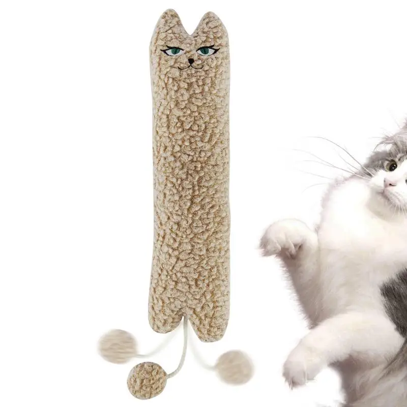 Jouet à mâcher en peluche pour chats, jouet à mâcher coule pour chats d'intérieur, oreiller de chat, jouets de coup de pied, chaton doux intéressant, jouet de dentition pour l'entraînement