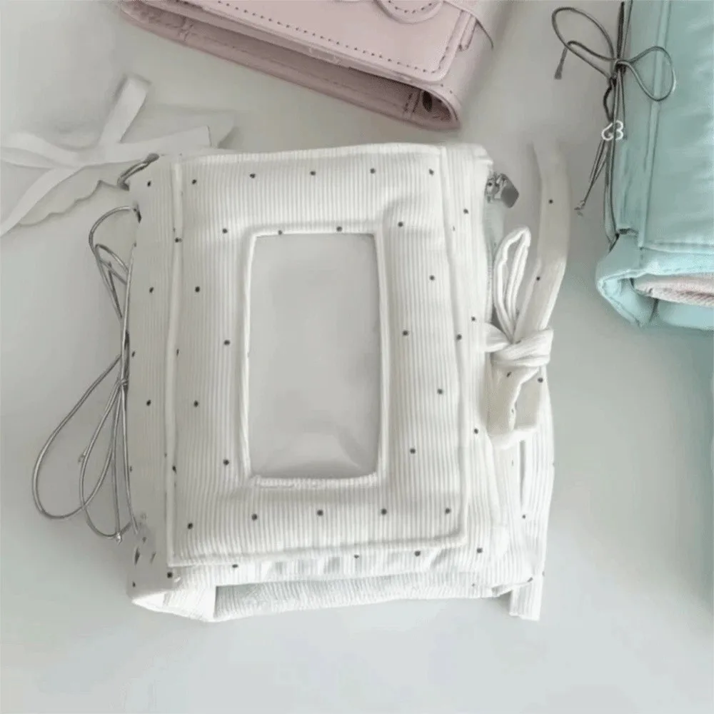 M5 Mini Pocket Notebook 3-Fold Polka Dot Diary Notebook No Inner Pages Transparent Window Strap Binder Note Planner view 5