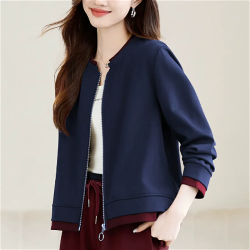 

Short Coat Women'S Jacket Fabric Outwear Zip Jacket Top OL Loose Thin Coats Spring Patchwork Coat Trendy Ladies Jackets