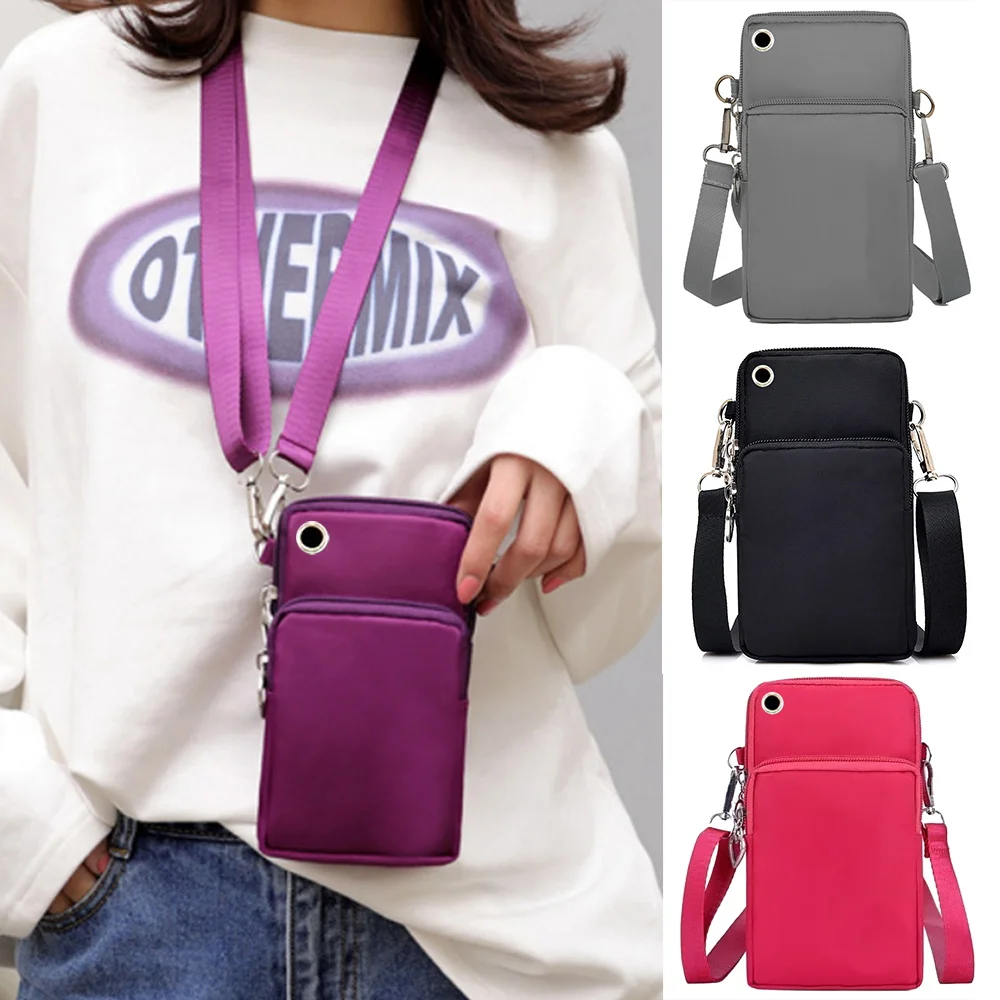 Crossbody Bags Wrist Pack Shoulder Messenger Bag Clutch Universal Mobile Phone Bag Coin Purse Arm Bags Wallet with Headset Hole