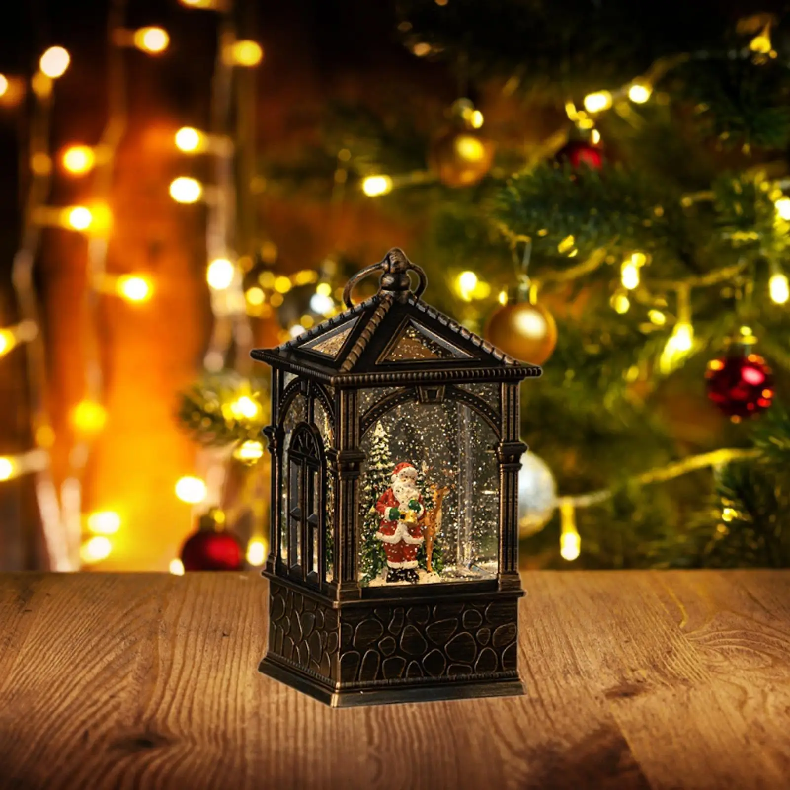 Christmas Music Box Christmas Decor Artwork Toy Santa Claus Ornament Lantern for Living Room Restaurants Cafes Wedding Bedroom