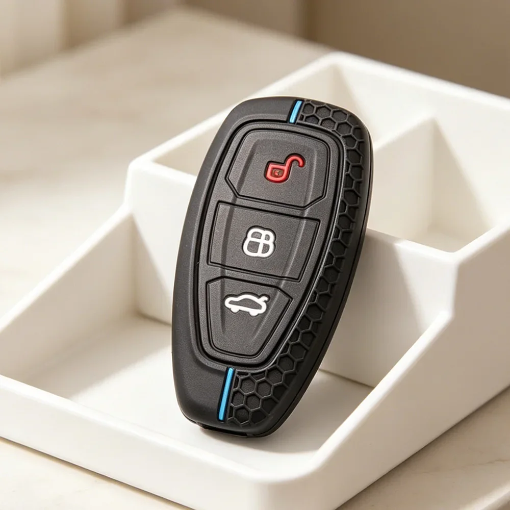 Car Key Pack for Ford ST Line Fiesta Focus Mondeo Ecosport Kuga Puma Edge Escape Metallic Silicone Car Key Fob Case Accessories