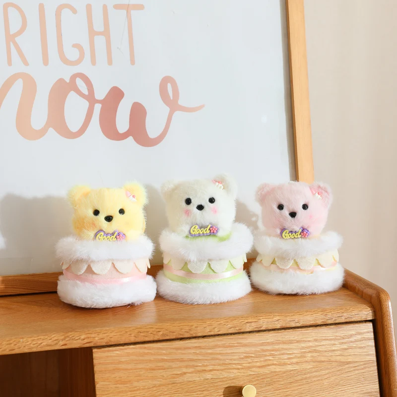 

Cake Bear Keychain Stuffed Plush Toys Cute Bear Plush Filled Animal Doll Hanging Pendants Happy Birthday Party Gifts