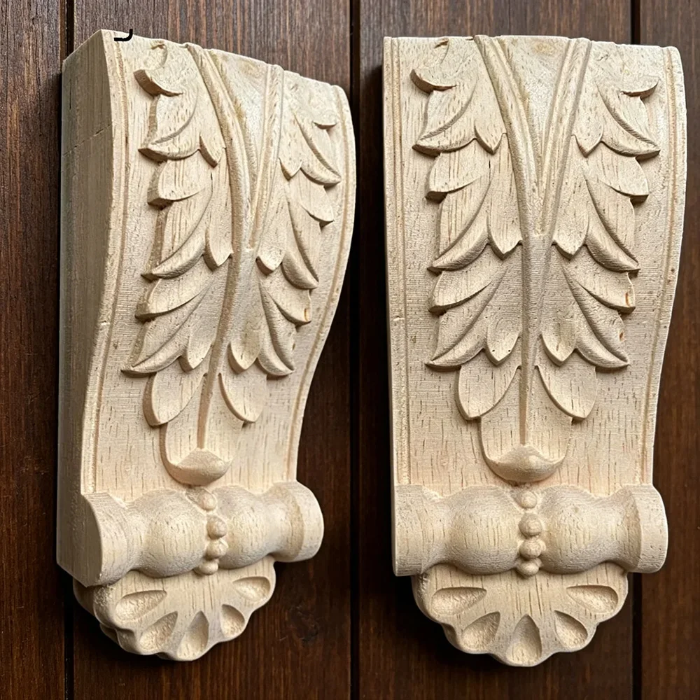 Wood Carving Stigma Wood Applique Wood Decal Antique Carving Carved Floral Flower Wooden Furniture Decoration Accessories Window