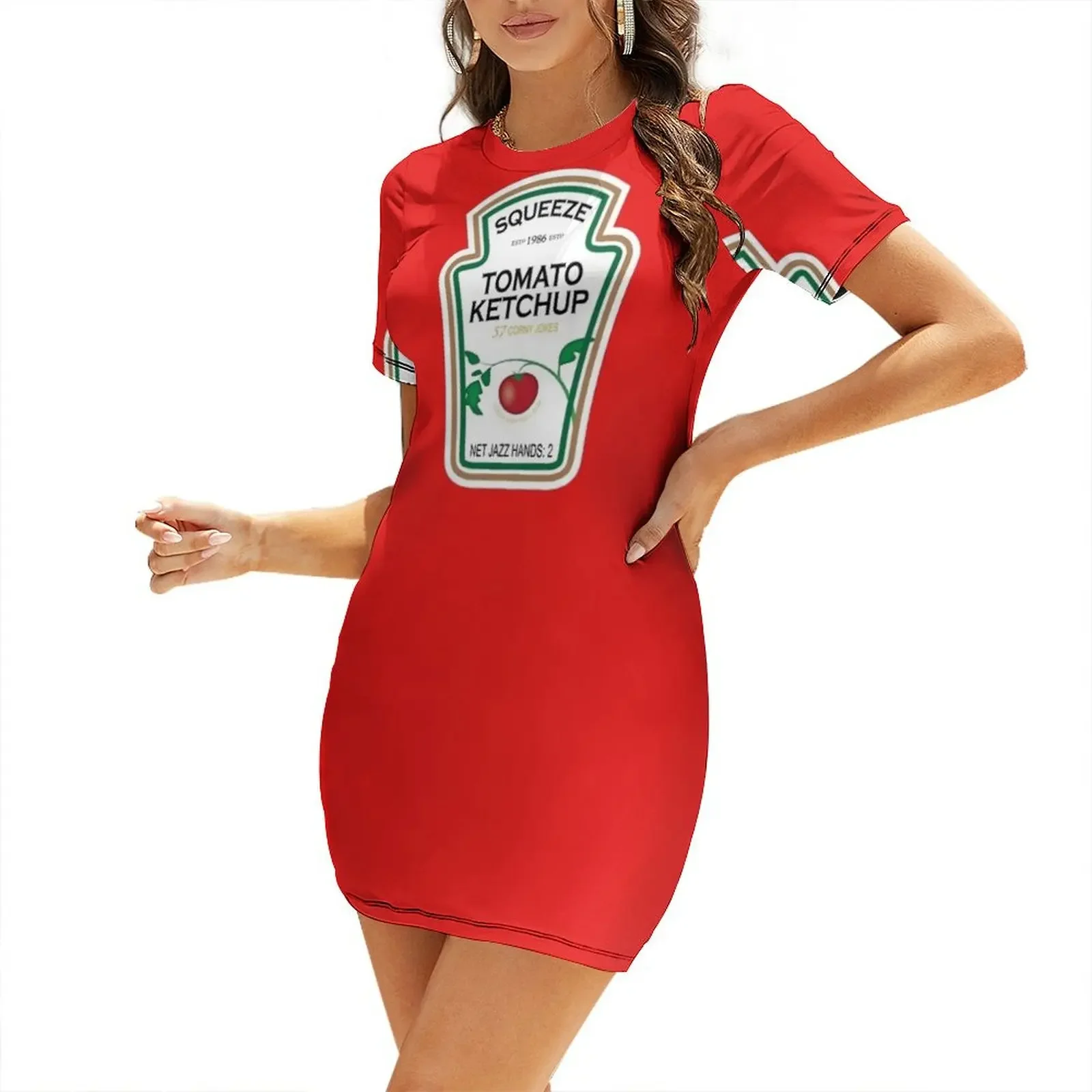 

Funny Customizable Ketchup Label - please view artist notes to customize OR order this listing to receive A Short-Sleeved Dress