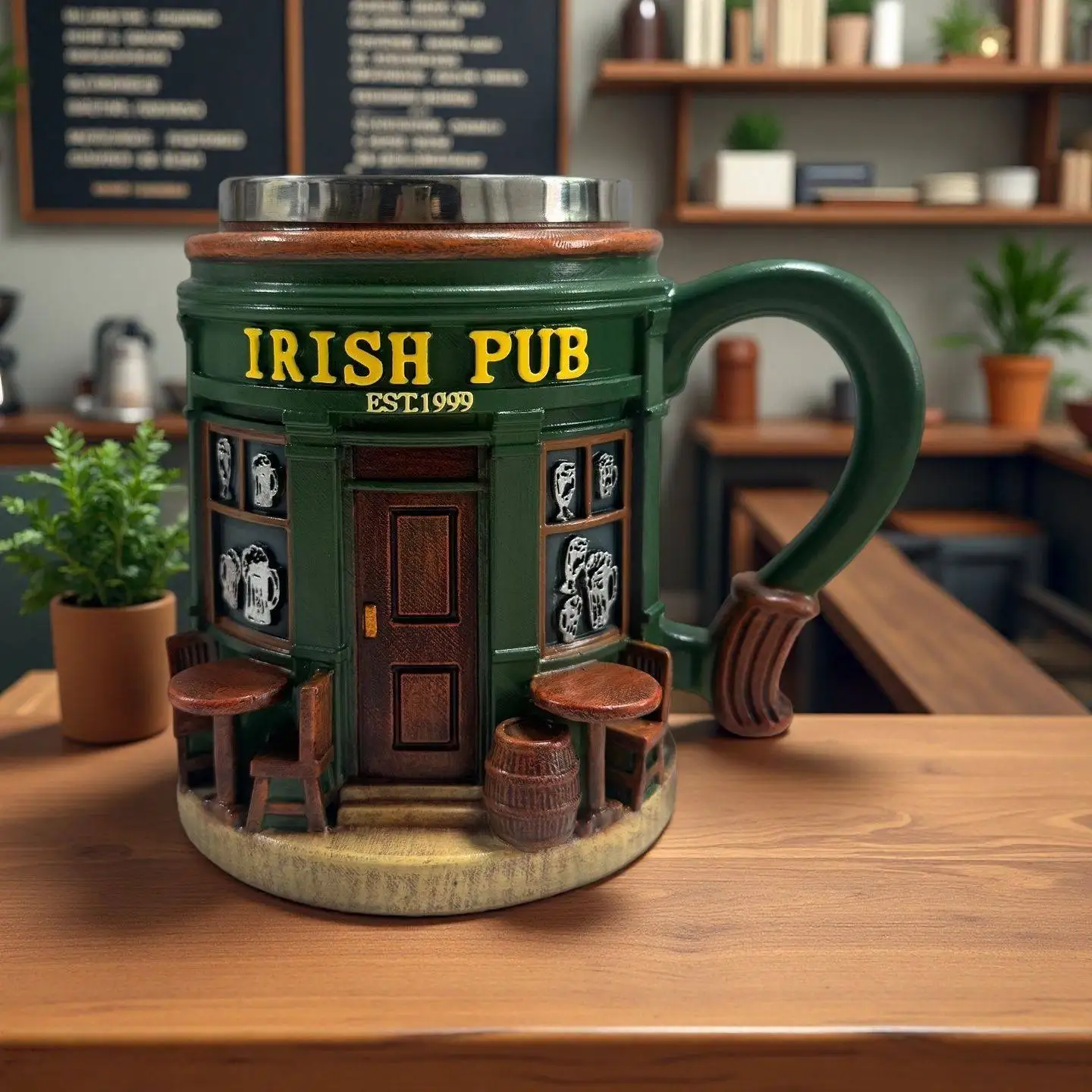 

Irish pub 3D resin with liner mug scene