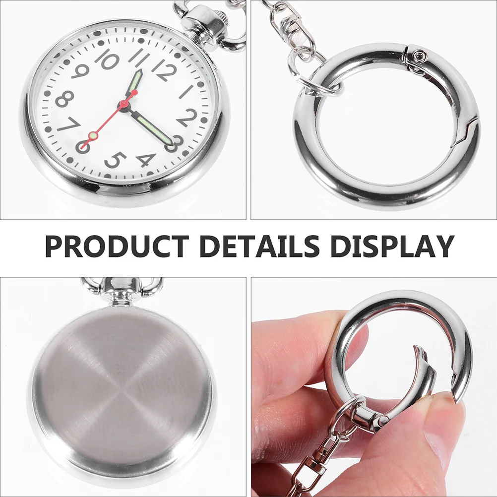 

2Pcs Nurse Keychain Glass Zinc Alloy Unisex Lapel Pin Students Nurse Watch For Women Exam Timing Watches Pocket Watch