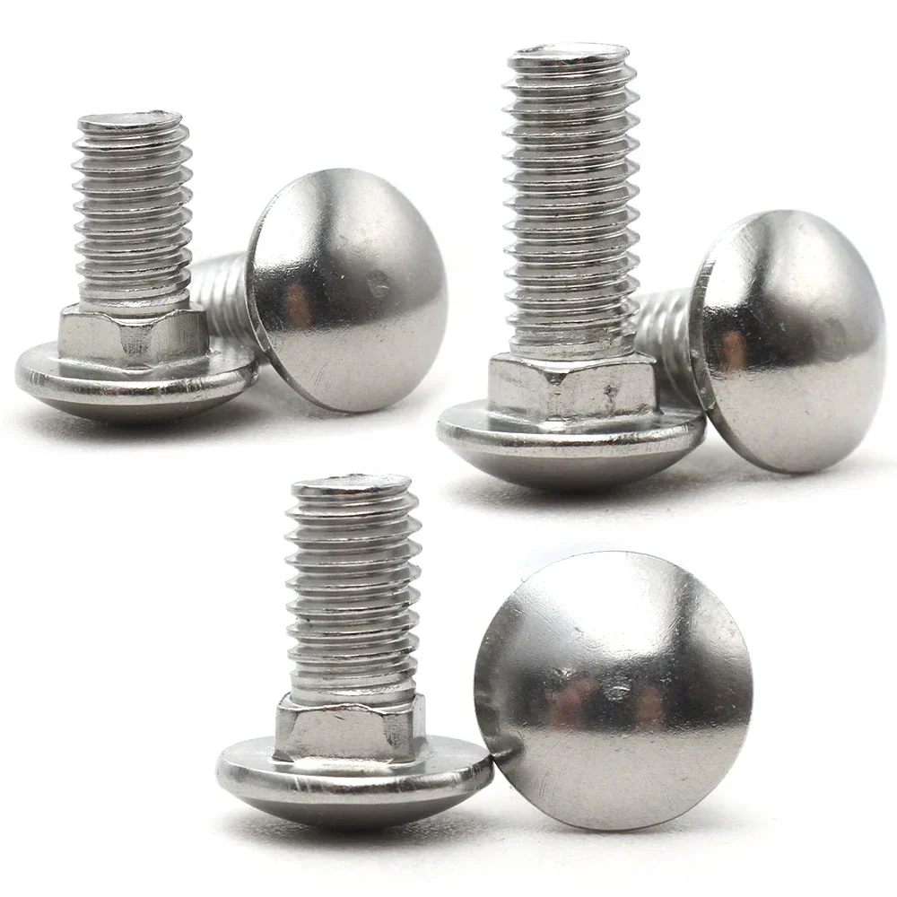 2-20 pezzi M3 M4 M5 M6 M8 M10 M12 304 bullone per carrello in acciaio inossidabile viti a testa grande semicircolare con collo quadrato bulloni per mensola a testa piatta