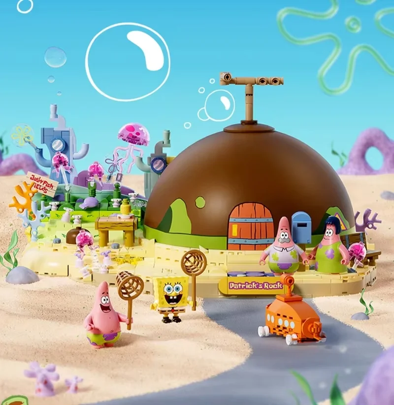 Image of Auf Lager Spongebob Schwammkopf Krusty Krab Restaurant Sammlermodell-Set Kreative Szenen-Dekoration Desktop-Deko Vinyl-Geschenk