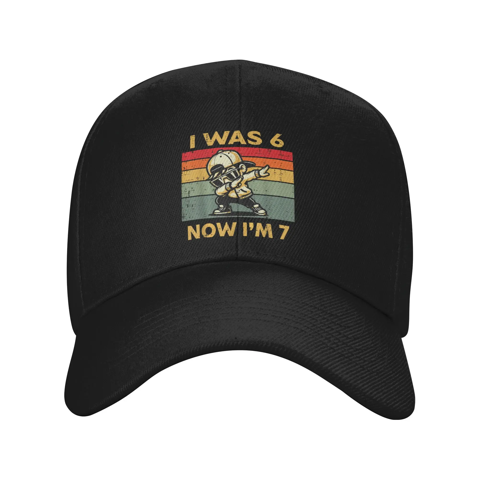 7th Birthday I was 6 Now Im 7 Dab Six Seven Sun Baseball Cap Summer Casual Trucker Hat Men Women Running Hippie Baseball Caps