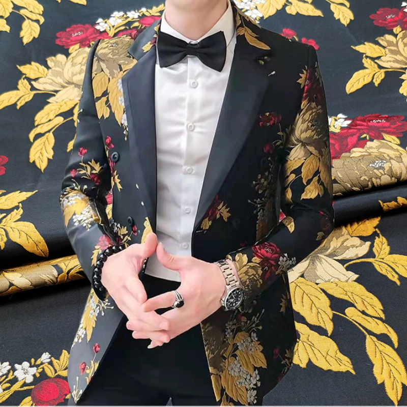 Jacquard Brocade Fabric Stiff Anti-wrinkle Material Spring Autumn Windbreaker Performance Dress Men's Suit Fabrics by the Meter