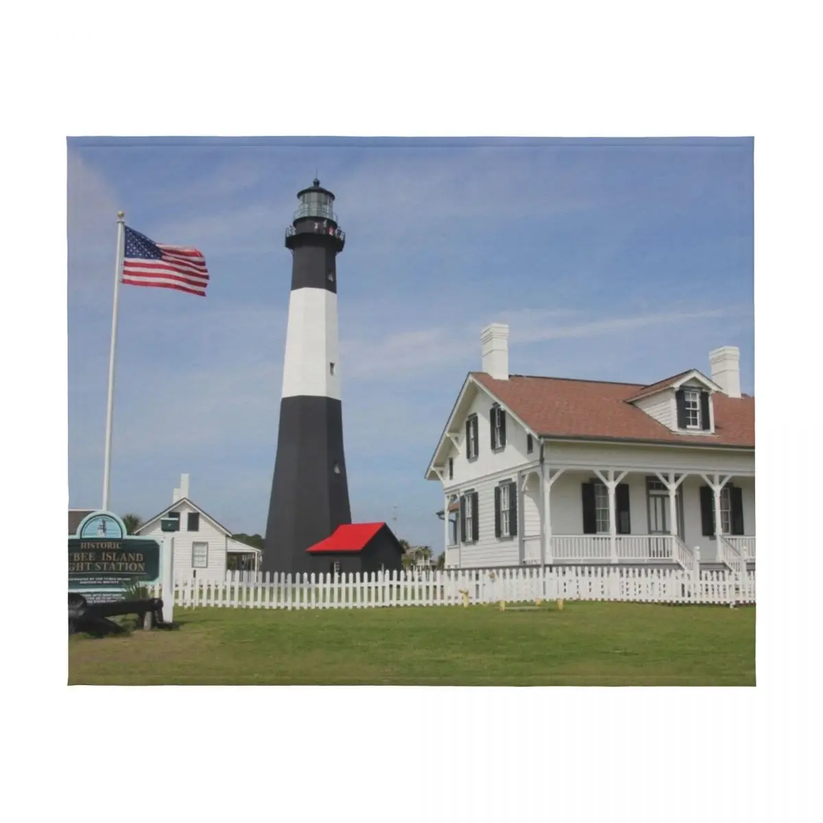 Tybee Island Lighthouse Throw Blanket Retros بطانيات فاخرة وسميكة وفضفاضة #2