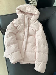 Women Pink Hoodies Parka Jacket Korean Coat Long Sleeve Overcoat Harajuku Thicken Warm Padded Jacket Vintage Winter Clothes 2024