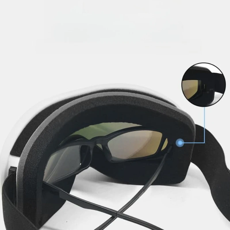 Óculos de esqui ao ar livre para homens e mulheres anti-nevoeiro à prova de vento grande campo de visão espelhos esféricos pegajosos óculos de miopia esqui