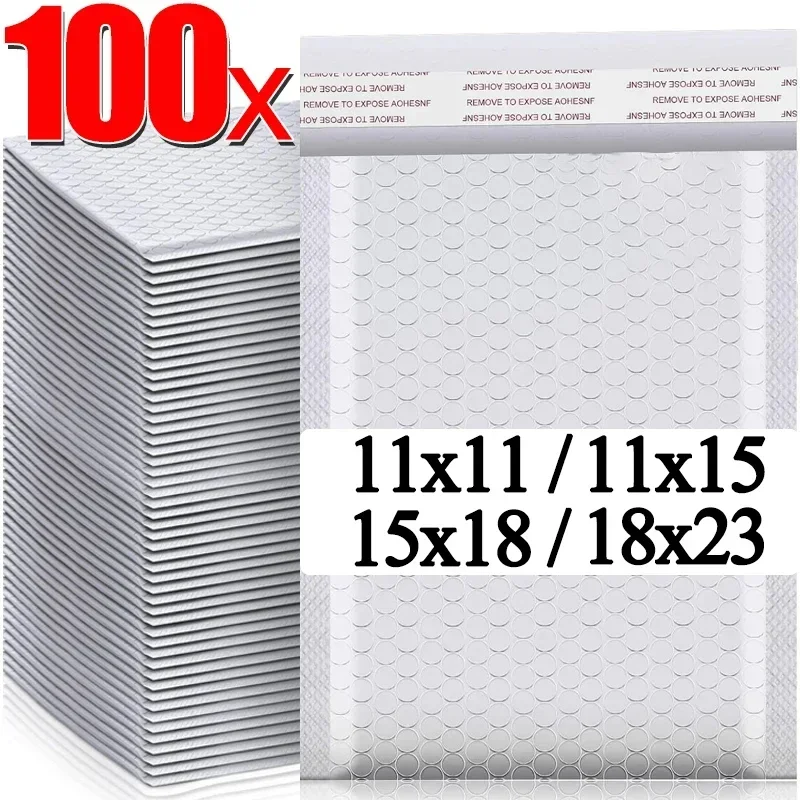 100/10Pc Plastic Bubble Envelopes Bag Waterproof Foam Adhesive Self Seal Packing Bag Mailers Shipping Envelope Storage Organizer