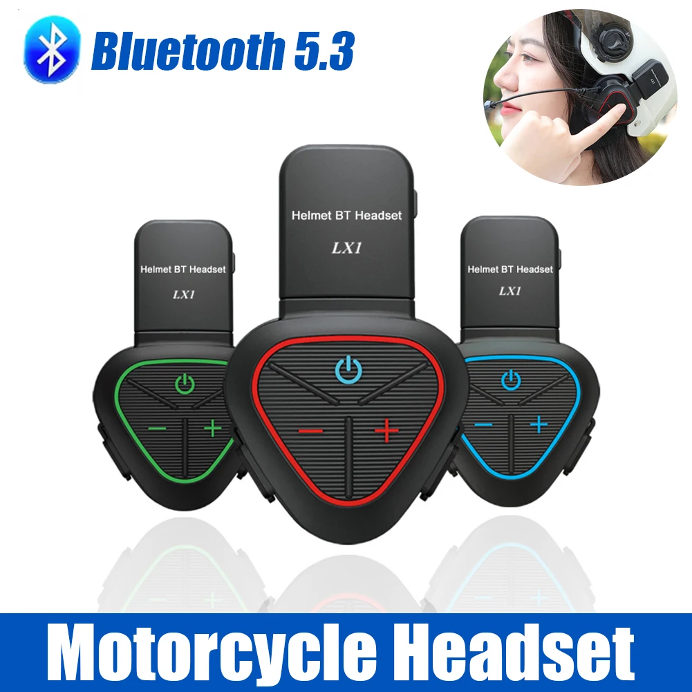 Casco de motocicleta portátil impermeable manos libres auriculares Bluetooth 5,3 inalámbrico reducción de ruido intercomunicador auriculares internos