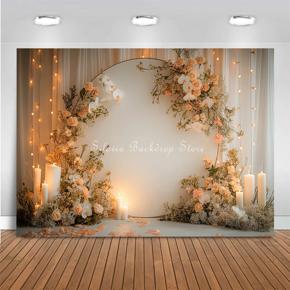 Arched Flowers Gate Photography Backdrop for Wedding Bride Shower Birthday Photo Studio Props Floral Window Background Cloth